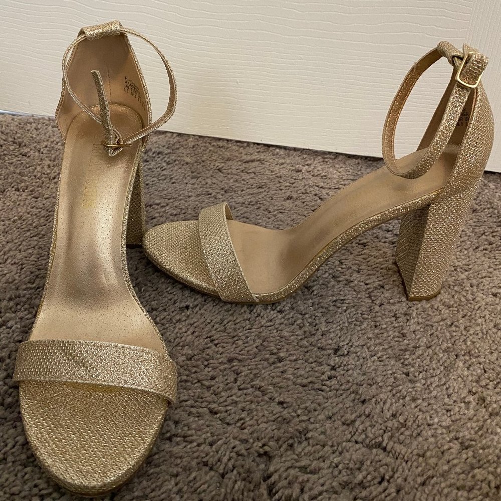 Gold Glittery Strappy Heel